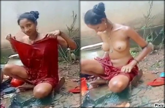 Outdoor Bath Of A Young Girl Recorded